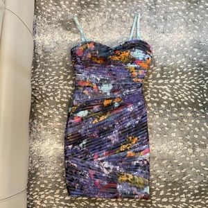 BCBG Mini Dress in Purple Floral Print